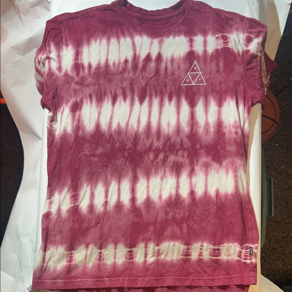 HUF Maroon and White Tie-Dye Short Sleeve Tee
